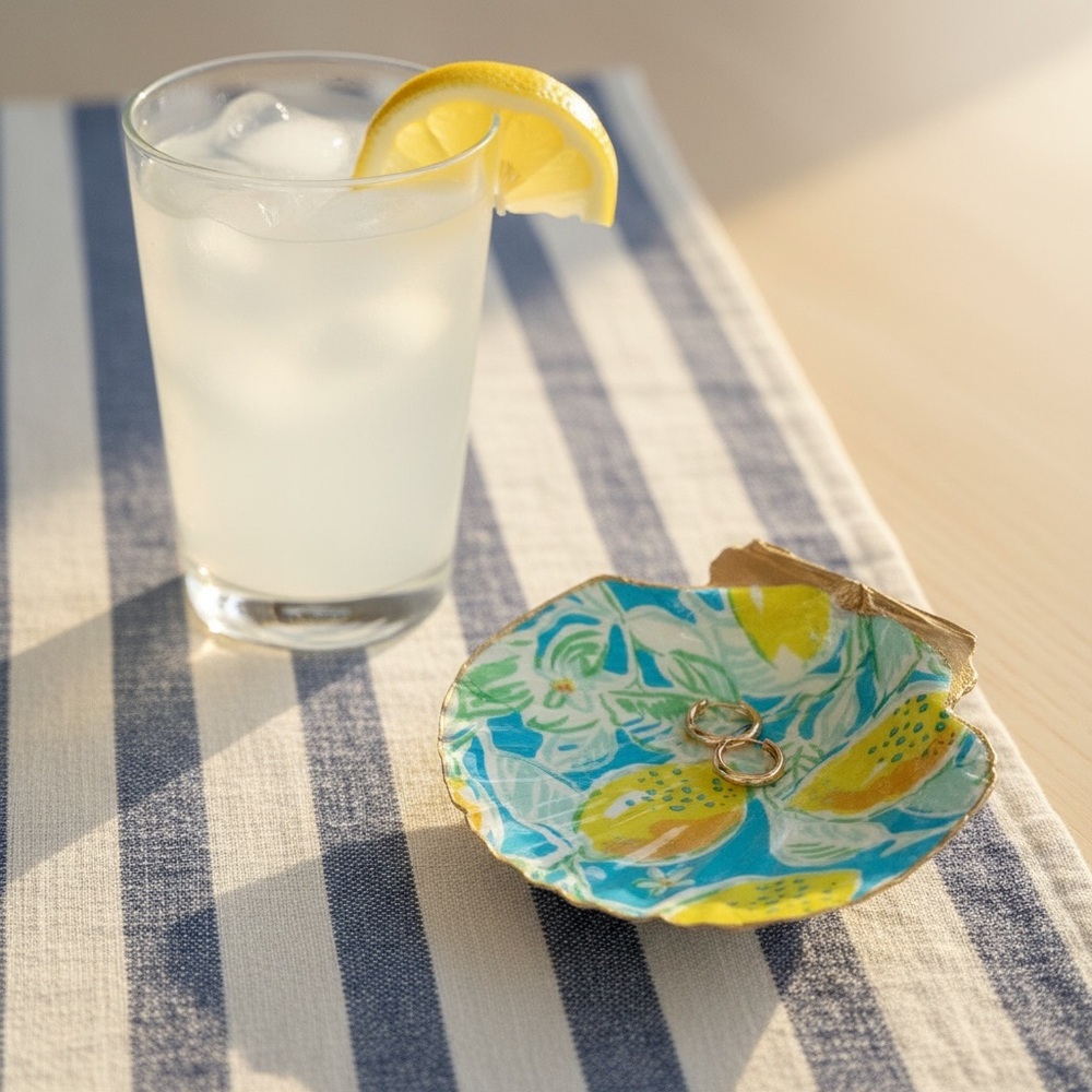 Coastal Amalfi Lemon Seashell Trinket Dish